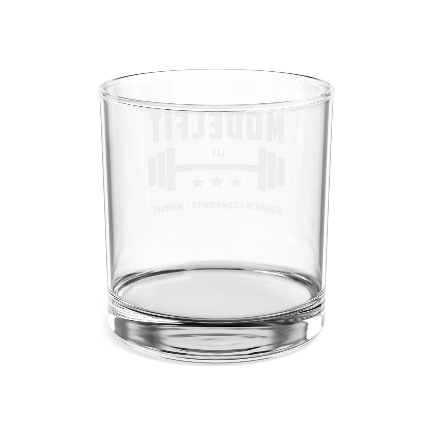 Engraved Whiskey Glass 10.5oz — 'MODELFIT' Barbell Logo