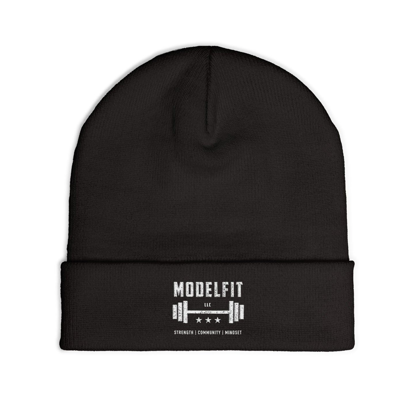 ModelFit Embroidered Knit Beanie — Weightlifting Gym Hat